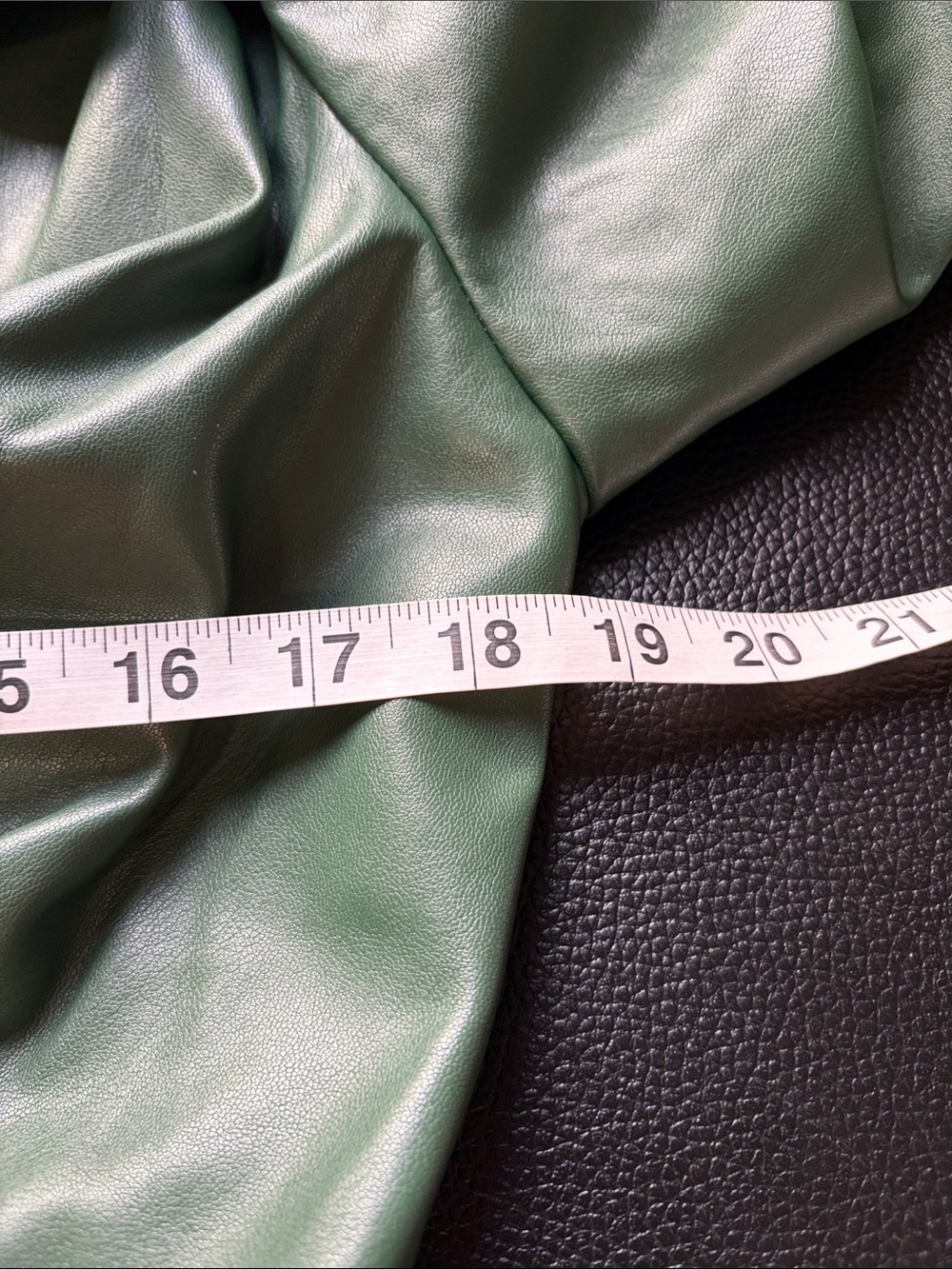One33 Social Green Faux Leather Mini Shirt Dress Faux Wrap Designer Sz 12 - Picture 12 of 13